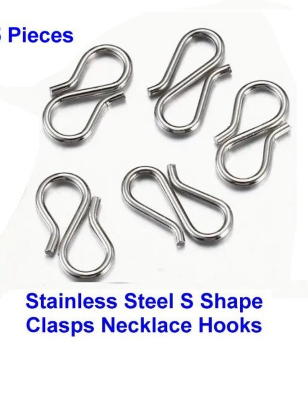 Stainless Steel S Shape Clasps Necklace Hooks Connectors  5 PCS